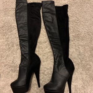 Never worn! Black platform over the knee boots